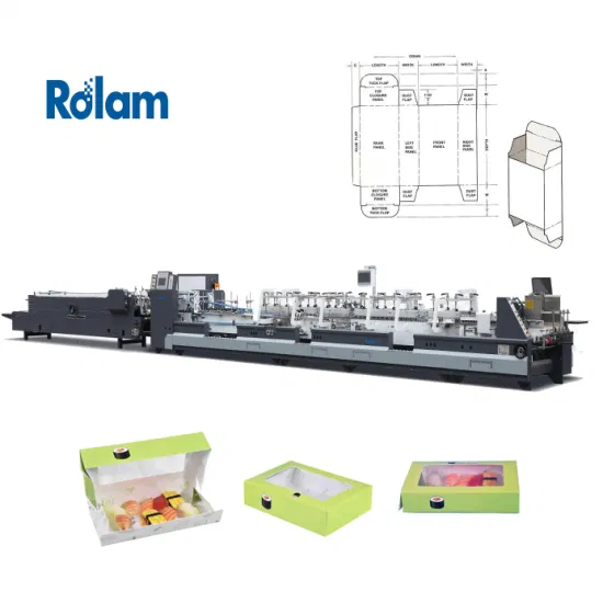 Rolam полностью автоматическая простая прямая машина для склеивания картонных коробок 4 6 угловых коробок 400 м/мин предварительно